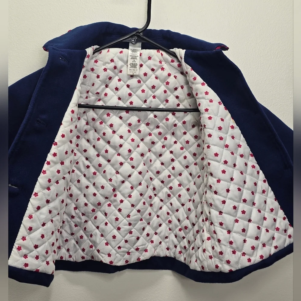 Little Me Navy Pea Coat Girls 24 Months 24M Bow Pockets Button Up